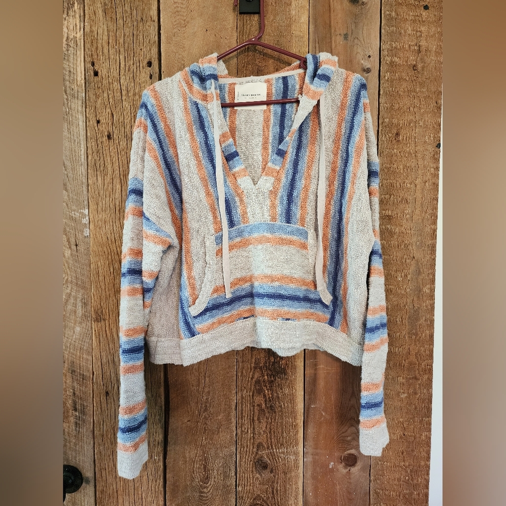 LIKE New Lucky Brand Baja Stripe Beach hoodie size small
